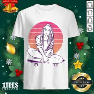 Happy Skateboarding Skater Girl Sunset Gift Shirt