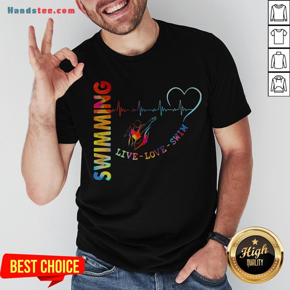 Colorful Swimming Live Love Swin Heart Beat Shirt