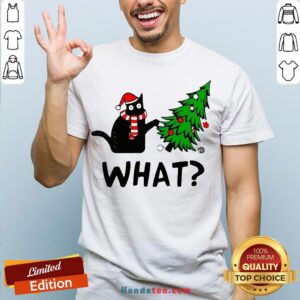 Good Santa Black Cat What Christmas Tree Sweater Shirt