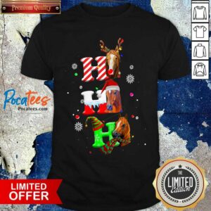Nice Ho Ho Ho Horses Santa Elf Reindeer Merry Christmas Light Shirt
