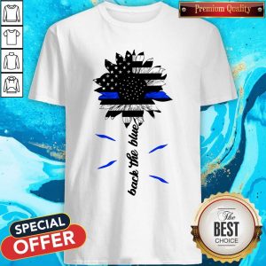 Black The Blue Sunflower Support Police American Flag Shirt