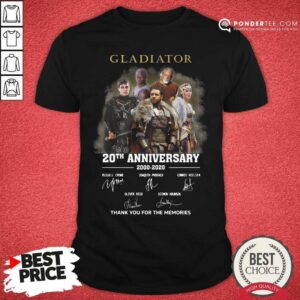 Top Gladiator 20th Anniversary 2000 2020 Thank You For The Memories Signatures Shirt