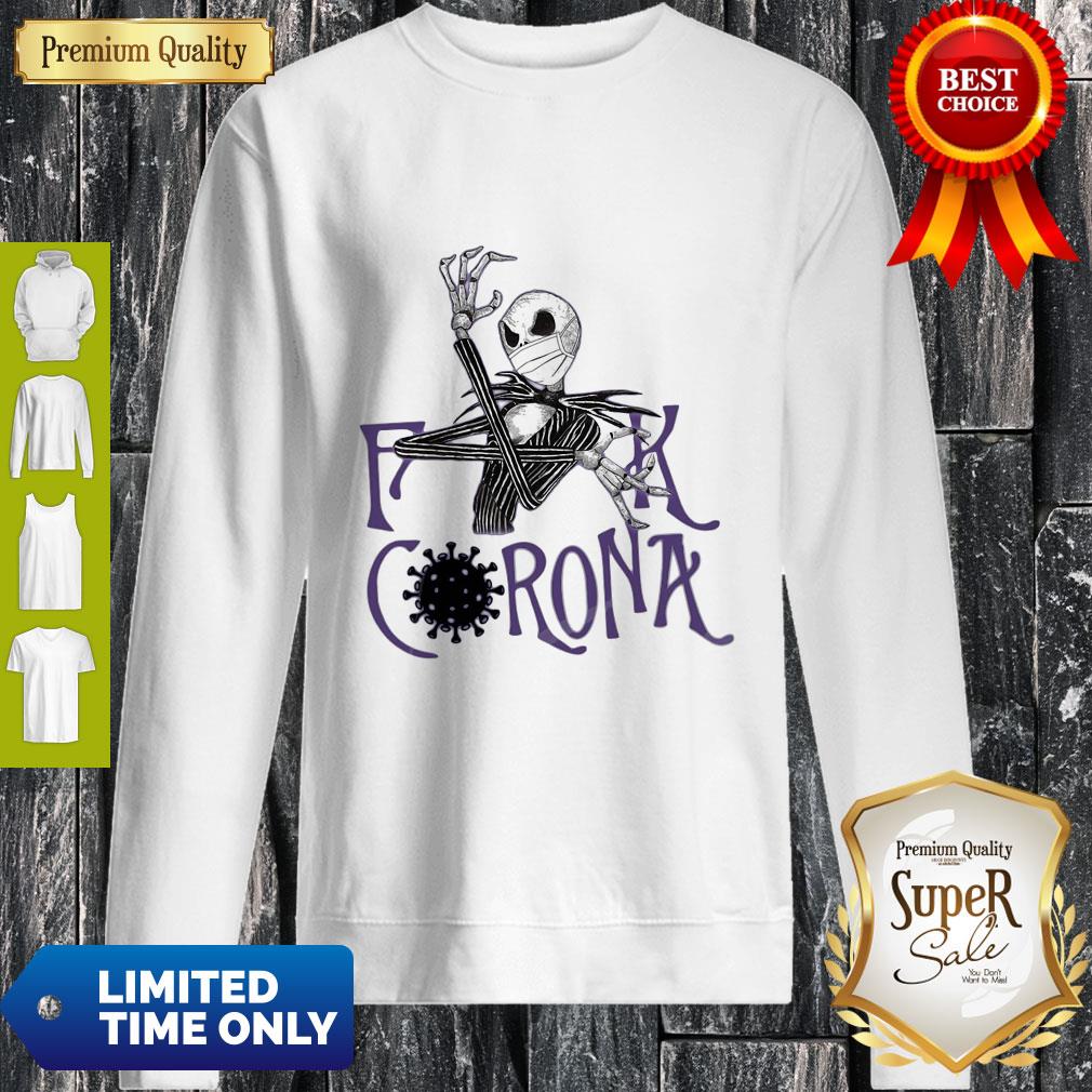 Top Jack Skellington Face Mask Fuck Coronavirus Covid 19 Shirt