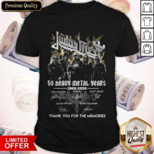 Judas Priest 50 Heavy Metal Years 1969 2020 Signatures Thank You For The Memories Shirt