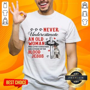 Surprised Never Underestimate An Old Man Blood Of Jesus Schnauzer Shirt