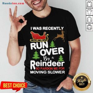 Hot I Was Recently Run Over By A Reindeer So Pardon Me For Moving Slower Christmas Shirt