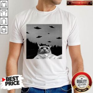 Premium Cat Selfie Ufos Shirt