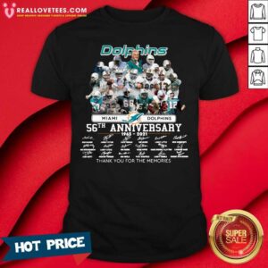 Cool Miami Dolphins 56th Anniversary Thank You For The Memories Signatures Shirt