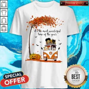 It's The Most Wonderful Time Of The Year Leaves Tree Pumpkins Bus Halloween Shirt