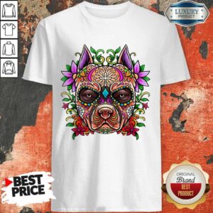 Nice Pitbull Sugar Skull Day Of The Dead Holiday Cool Gift Shirt