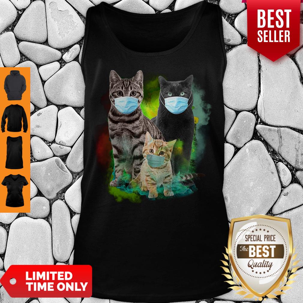 Cute Cat Wear Face Mask Tee Shirt