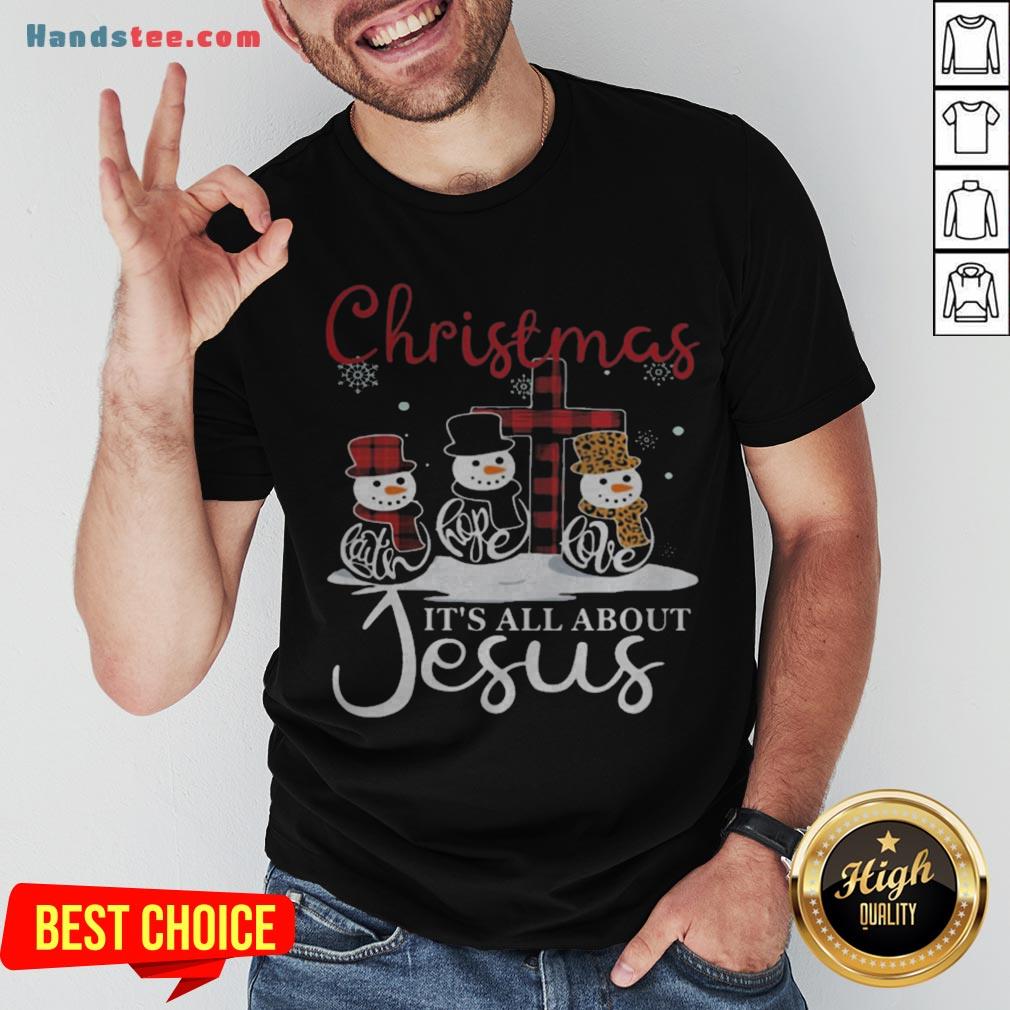 Pretty Snowman Christmas It’s All About Jesus Shirt