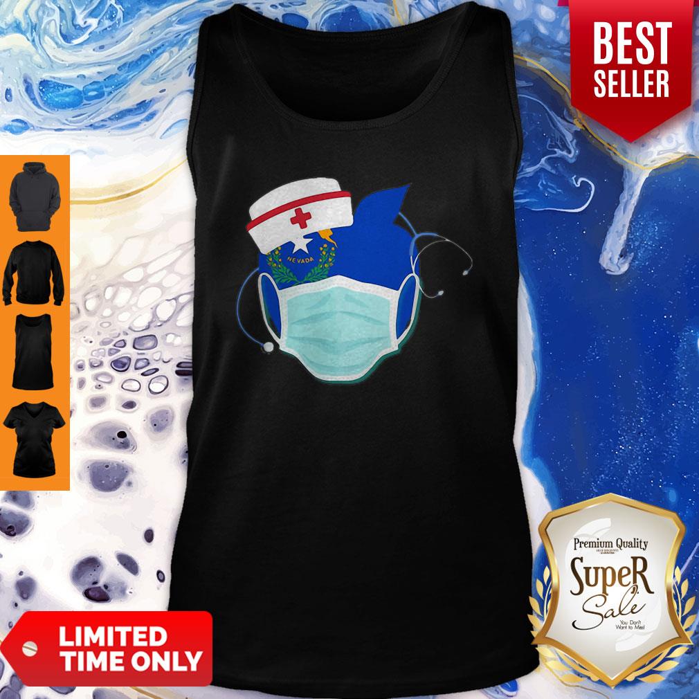 Apple Nurse Stethoscope Nevada Flag Covid-19 Shirt