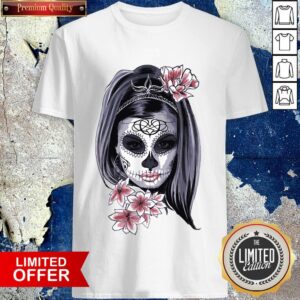 Girl Sugar Skull With Flower Day Of Dead Dia De Muertos Shirt