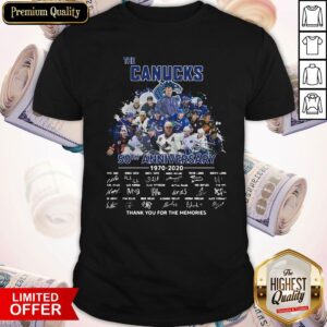 Funny The Canucks 52th Anniversary 1970 2020 Thank You For The Memories Signatures Shirt
