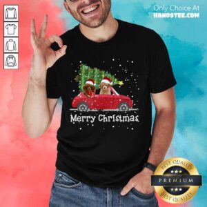 Premium Poodle Red Car Truck Christmas Tree Santa Xmas Dog - Merry Christmas Poodle Dog Shirt