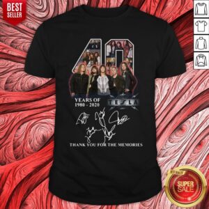 Top Tesla Rock Band 40th Years Of 1980-2020 Signature Thank You For The Memories Shirt