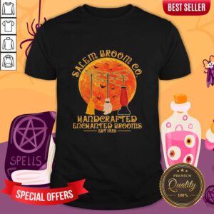 Halloween Hocus Pocus Salem Broom Co Handcrafted Enchanted Brooms Est 1629 Moon Shirt