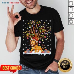Pretty Lion Lighting Xmas Tree Lion Christmas Shirt
