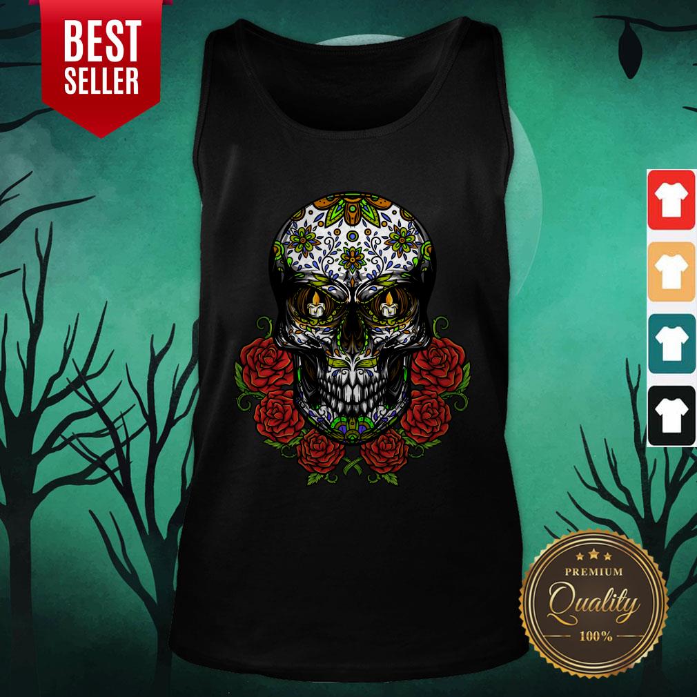 Sugar Skull In Flower Day Of Dead Dia De Muertos Shirt