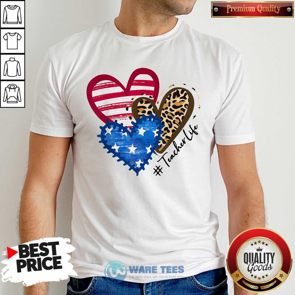 American Flag Leopard Heart TeacherLife Shirt