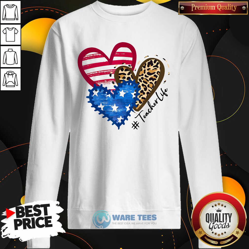 American Flag Leopard Heart TeacherLife Shirt