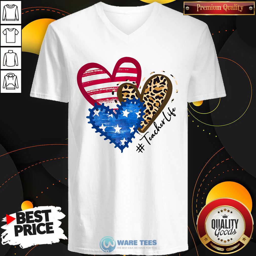 American Flag Leopard Heart TeacherLife Shirt