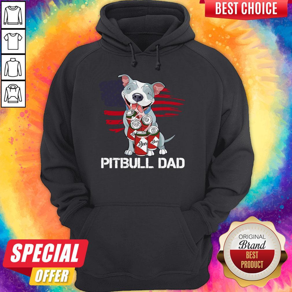 American Flag Pitbull Dad In Beer Father Day Shirt