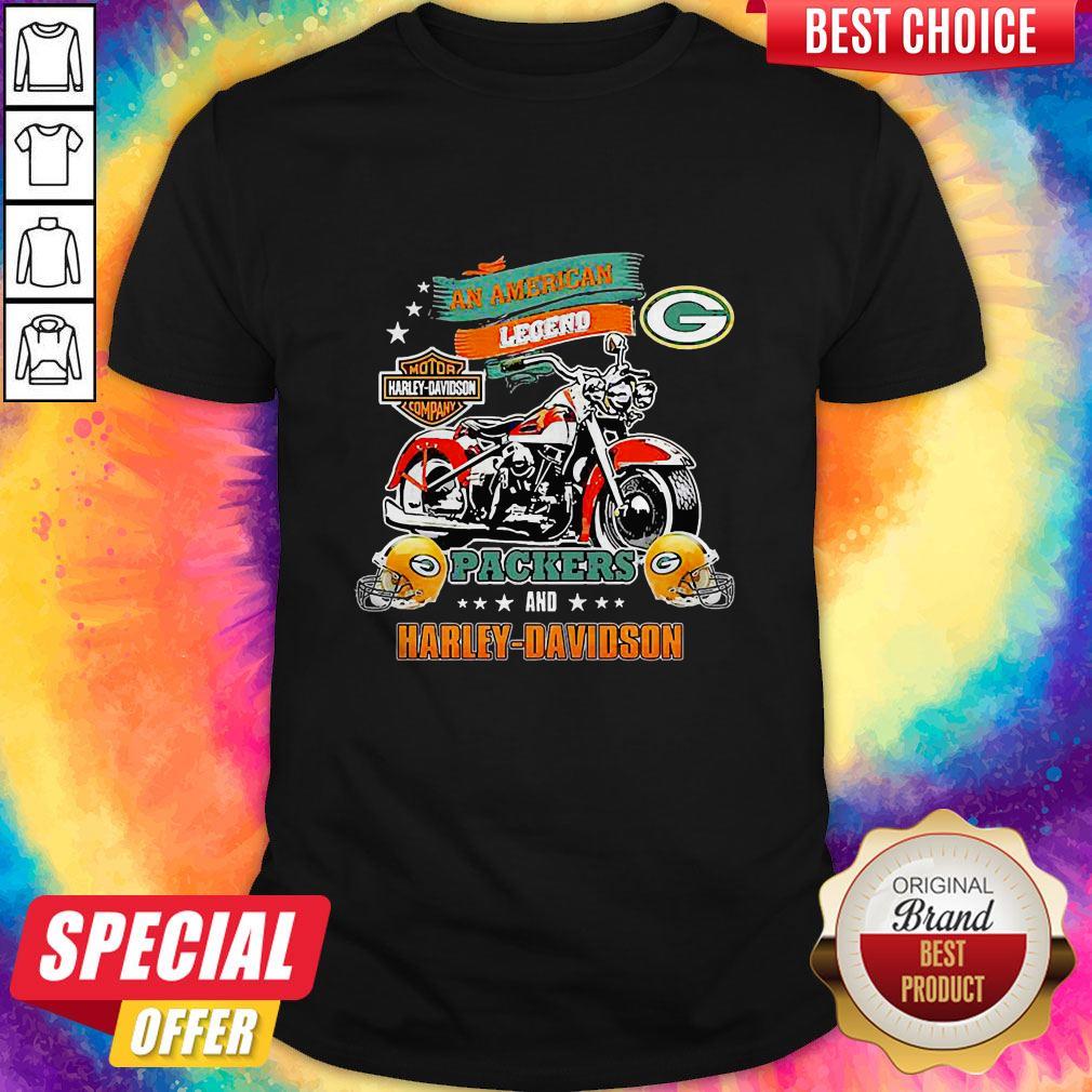 An American Legend Packers And Harley Davidson Shirt