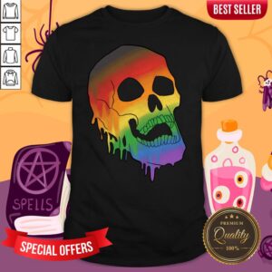 LGBT Pride Melting Skull Gay Flag Halloween Shirt