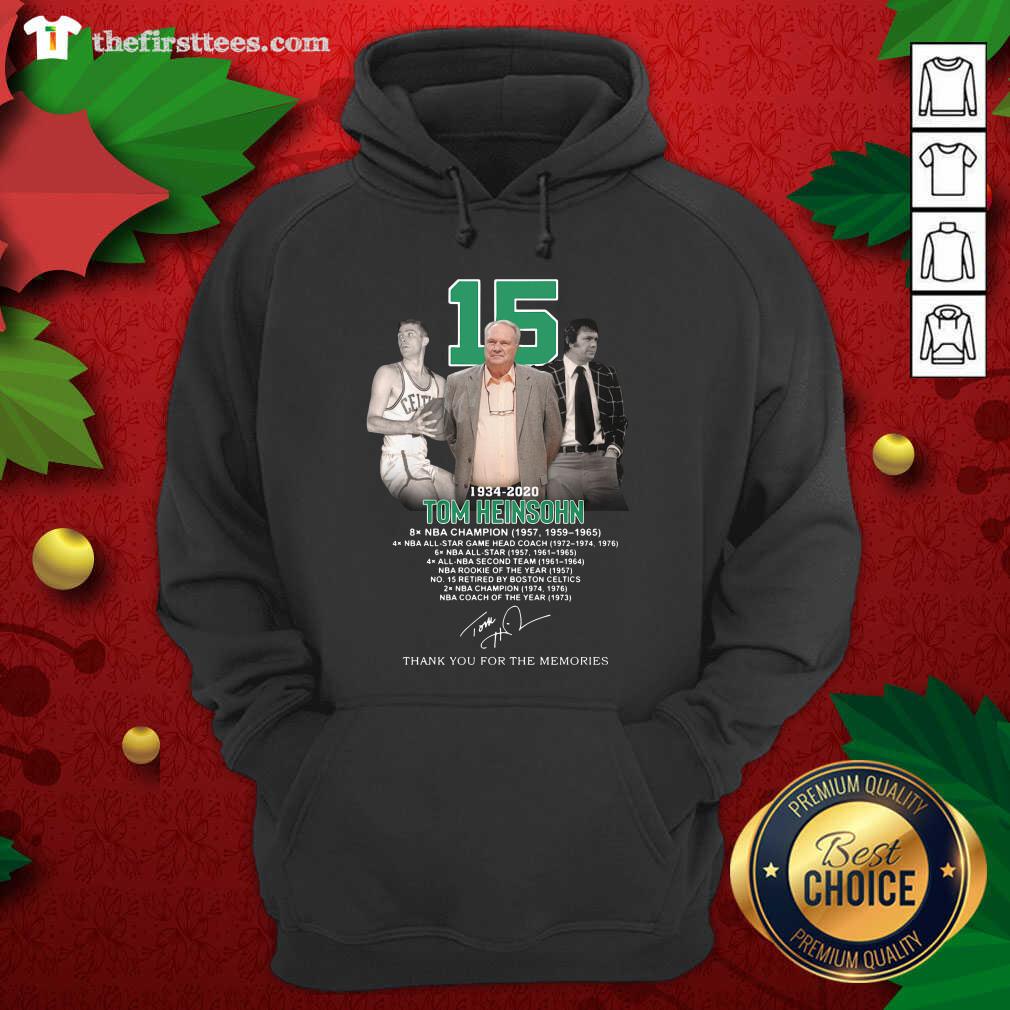 Awesome 15 Tom Heinsohn 1934 2020 Thank You For The Memories Signature Shirt
