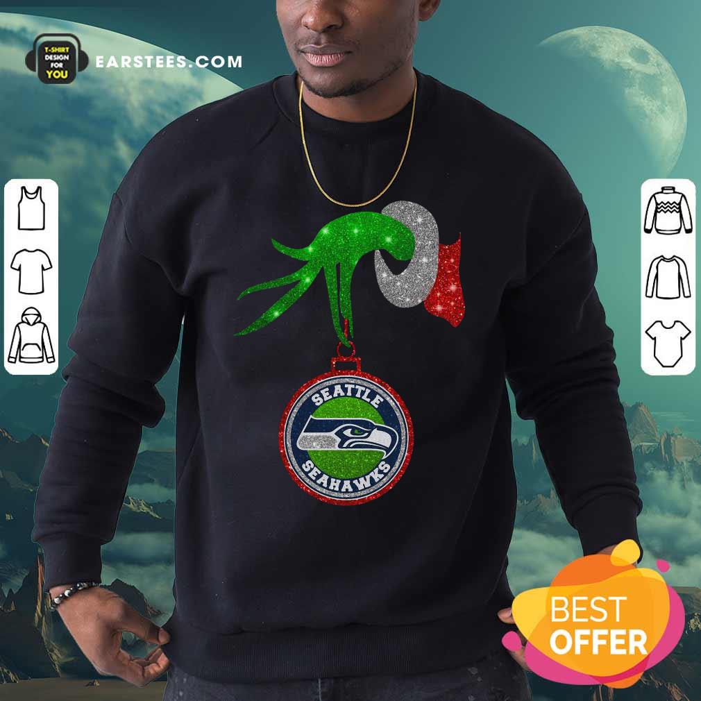 Awesome Grinch Hand Holding Seattle Seahawks Christmas Shirt