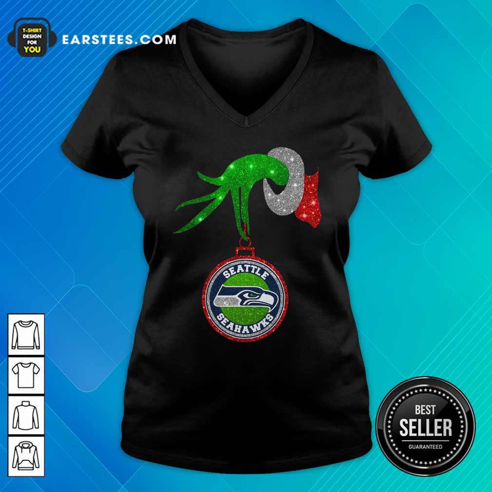 Awesome Grinch Hand Holding Seattle Seahawks Christmas Shirt