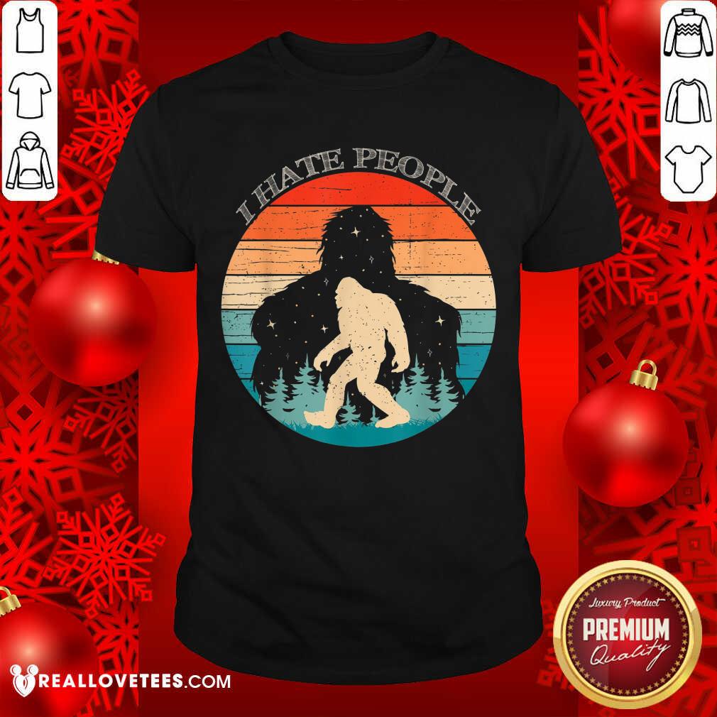 Awesome I Hate People Bigfoot Sasquatch Silhouette Sunset Shirt