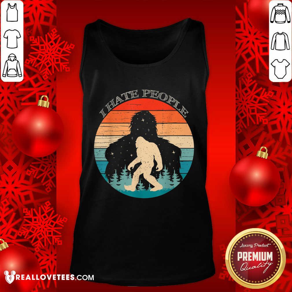 Awesome I Hate People Bigfoot Sasquatch Silhouette Sunset Shirt