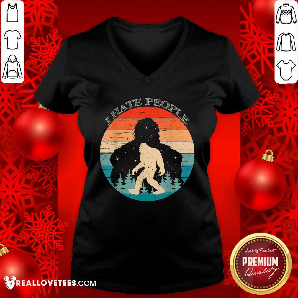 Awesome I Hate People Bigfoot Sasquatch Silhouette Sunset Shirt