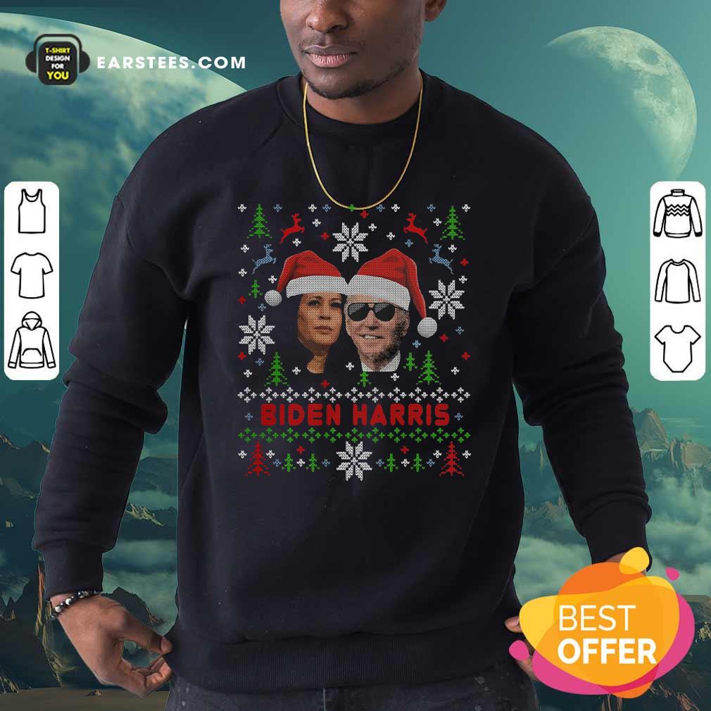Awesome Joe Biden And Kamala Harris Wear Hat Santa Claus Merry Xmas Shirt