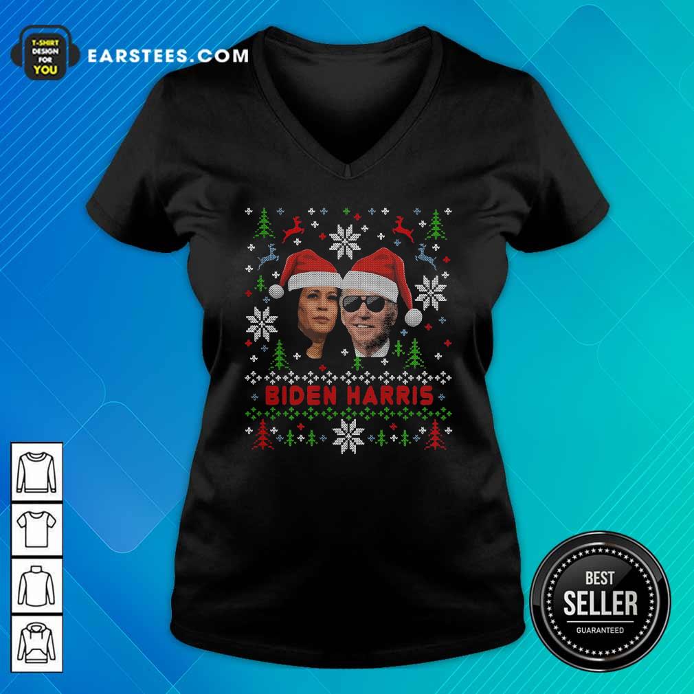 Awesome Joe Biden And Kamala Harris Wear Hat Santa Claus Merry Xmas Shirt