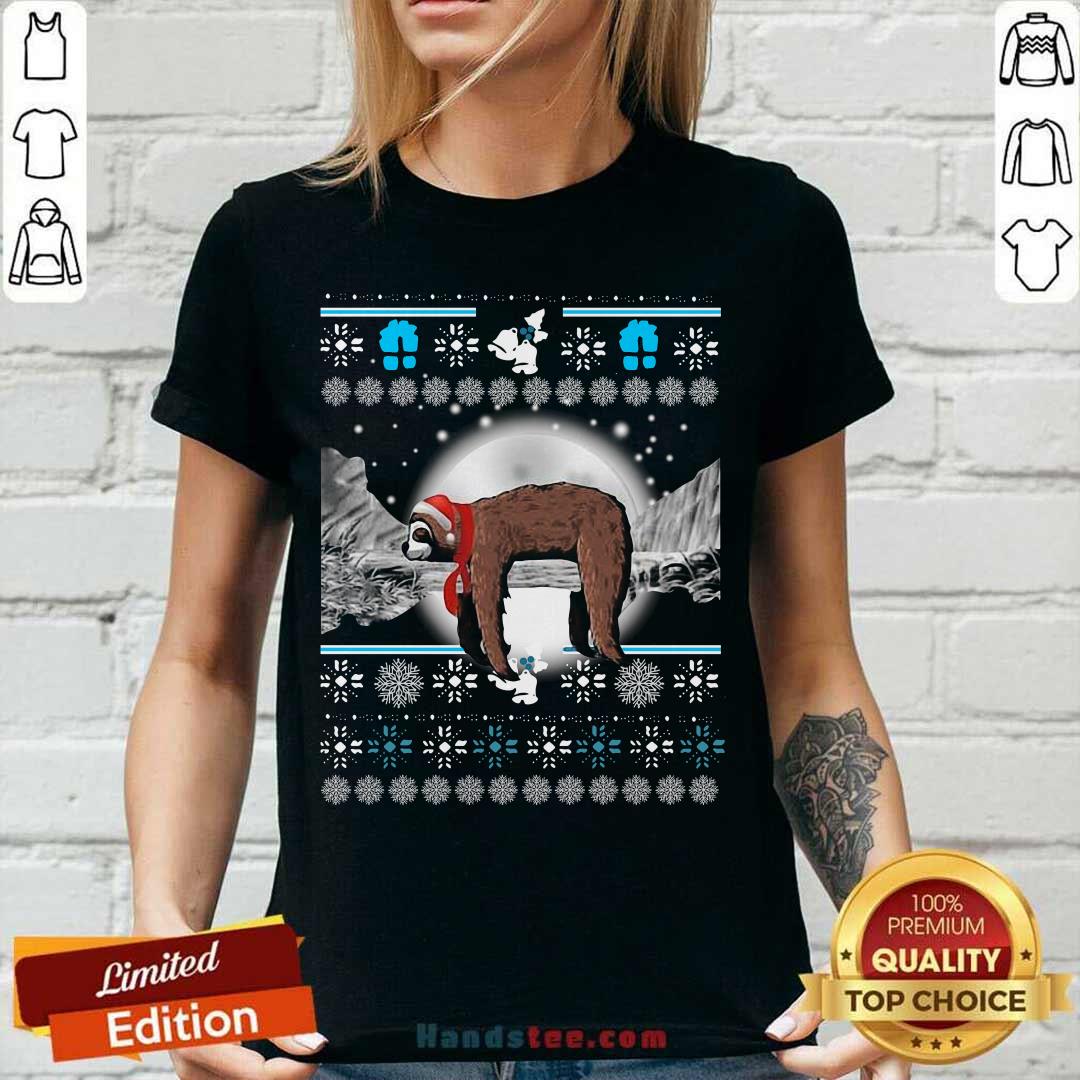 Awesome Sloth Hat Santa Sleep Ugly Christmas Shirt