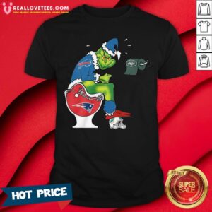 Sweet The Grinch Buffalo Bills Shit On Toilet New England Patriots Christmas Shirt