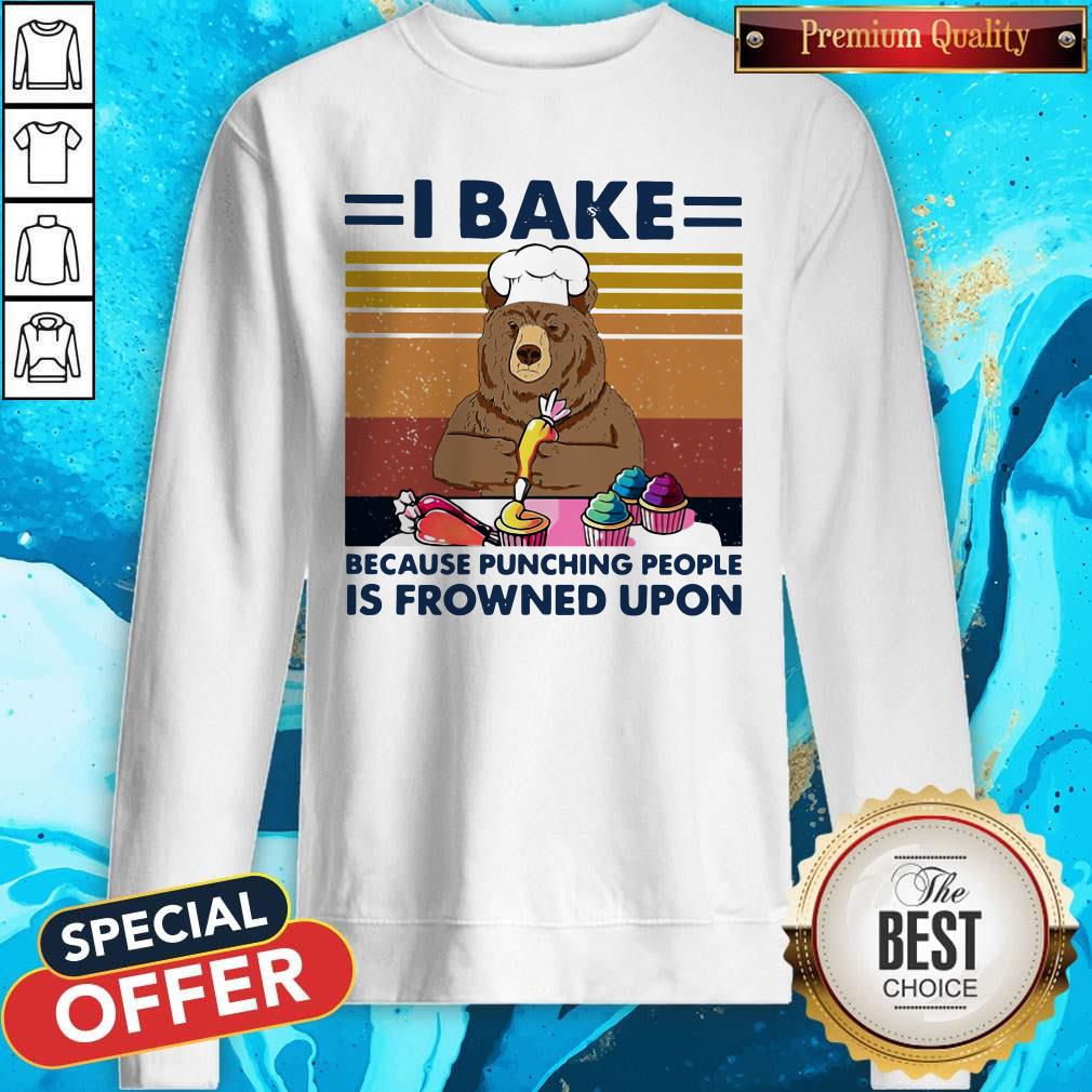 Bear I Bake Because Punching People Is Frowned Upon Vintage Retro Shirt