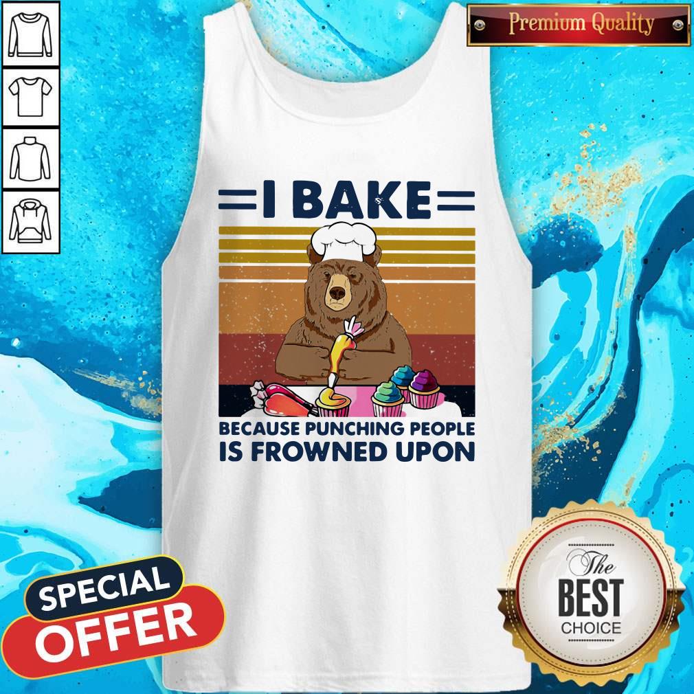 Bear I Bake Because Punching People Is Frowned Upon Vintage Retro Shirt