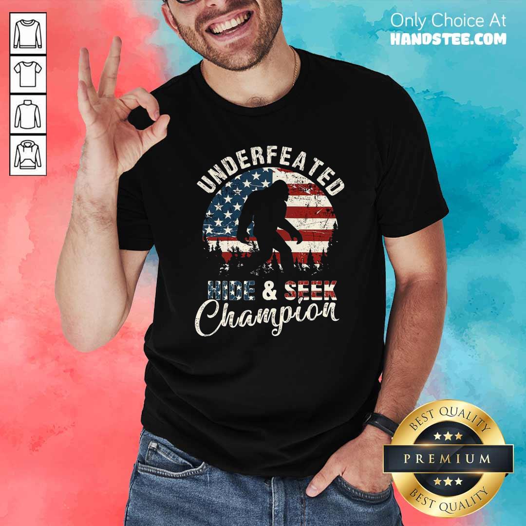 Bigfoot Undefeated Hide And Seek Champions Vintage American Flag Shirt