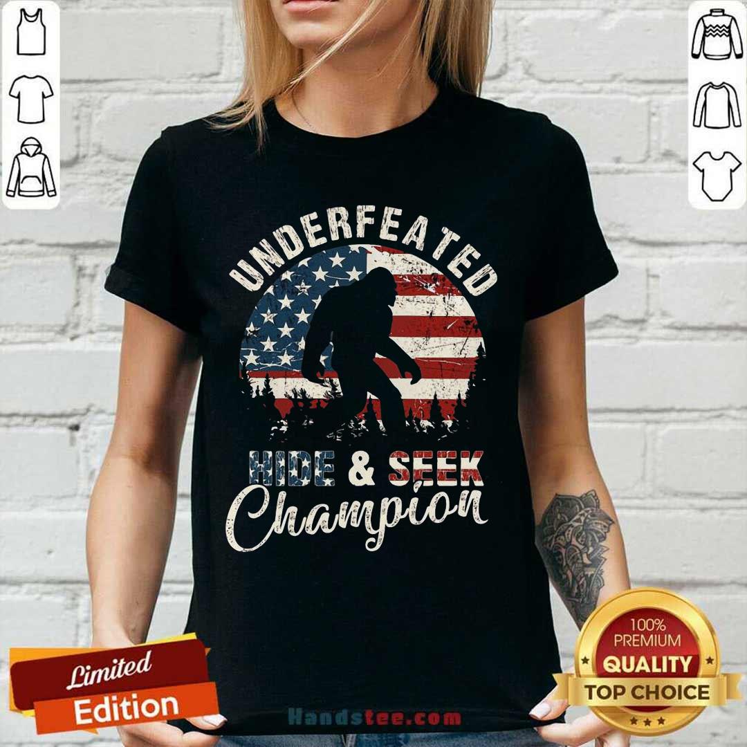 Bigfoot Undefeated Hide And Seek Champions Vintage American Flag Shirt
