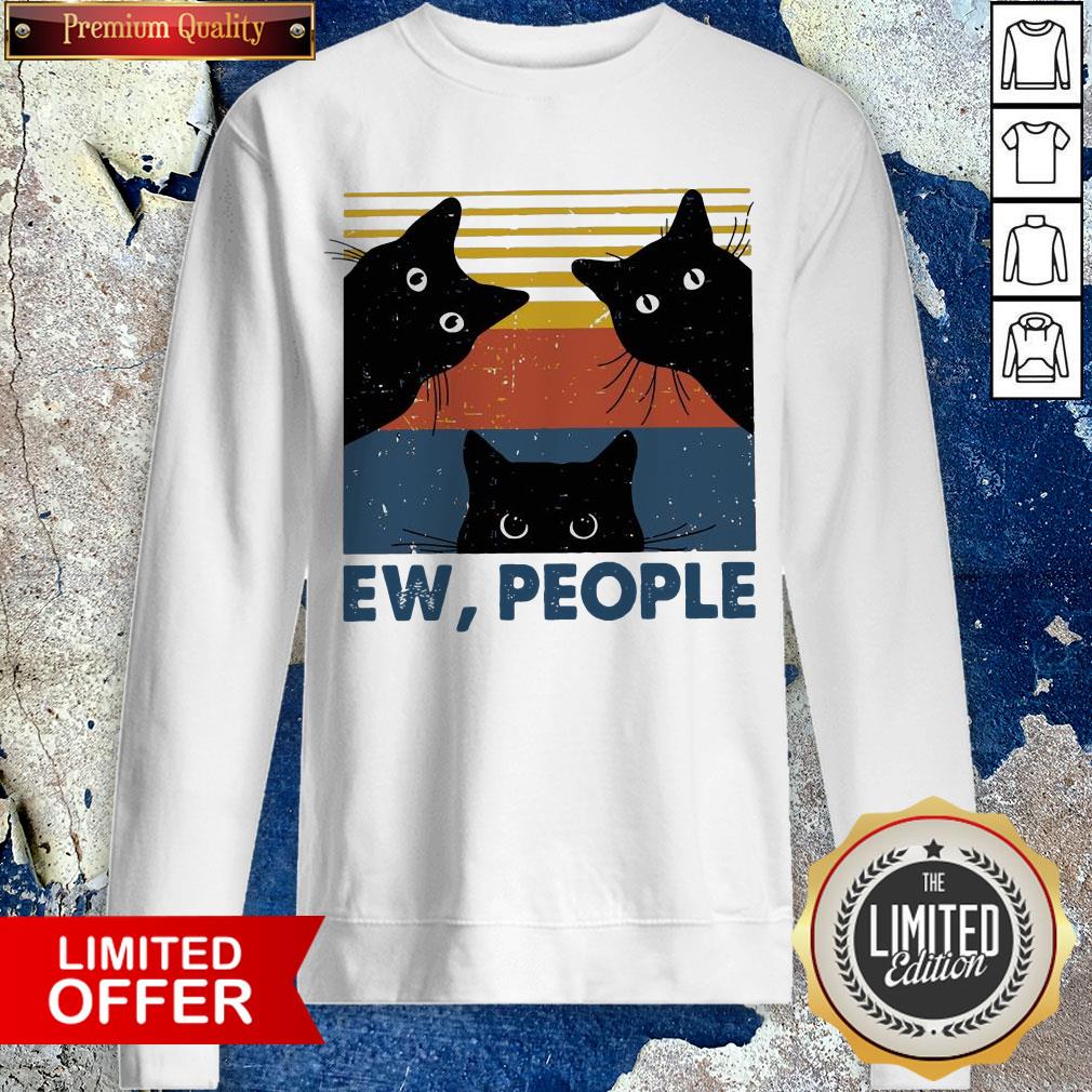 Black Cat Ew People Vintage Retro Shirt