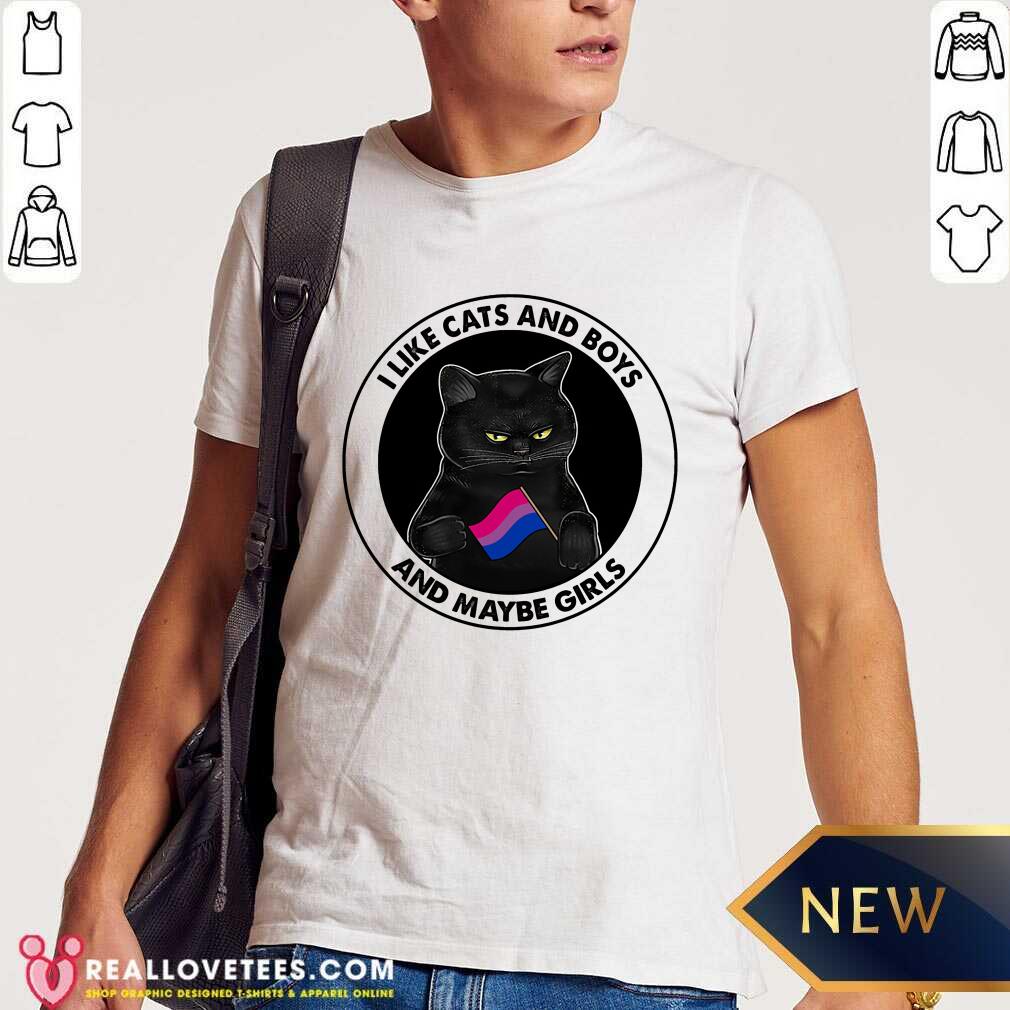 Black Cat I Like Cats And Boys And Maybe Girls Shirt