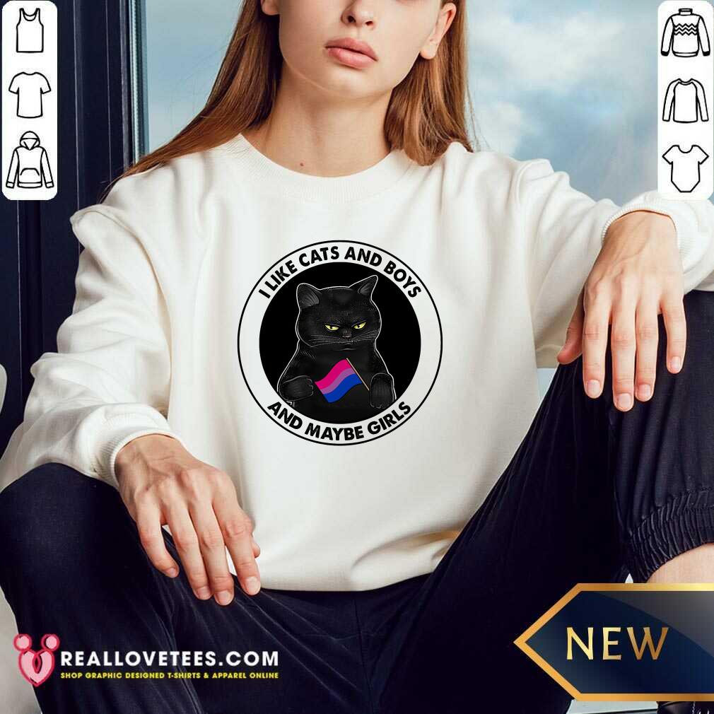 Black Cat I Like Cats And Boys And Maybe Girls Shirt