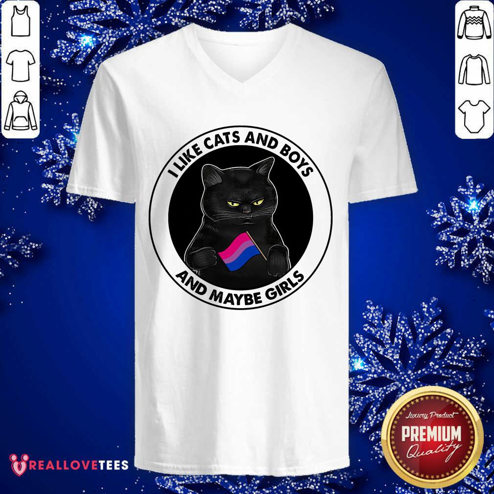 Black Cat I Like Cats And Boys And Maybe Girls Shirt