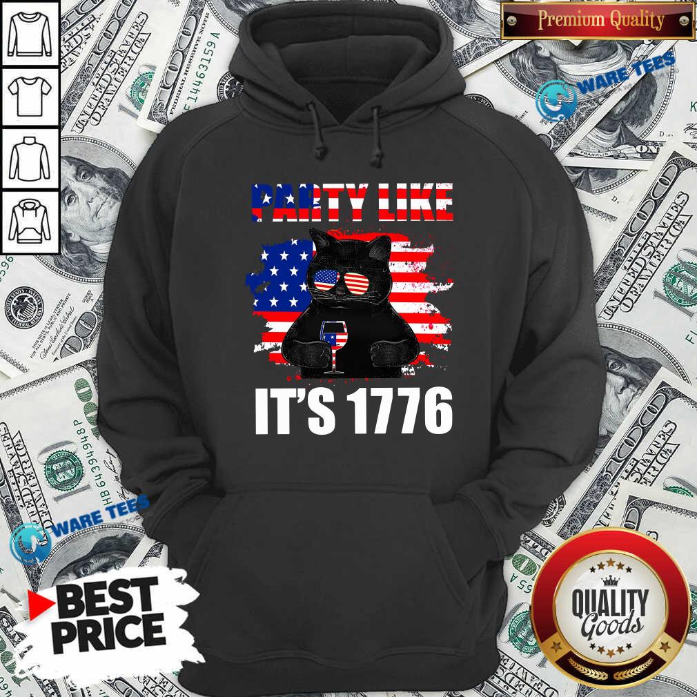 Black Cat Party Like Its 1776 Shirt
