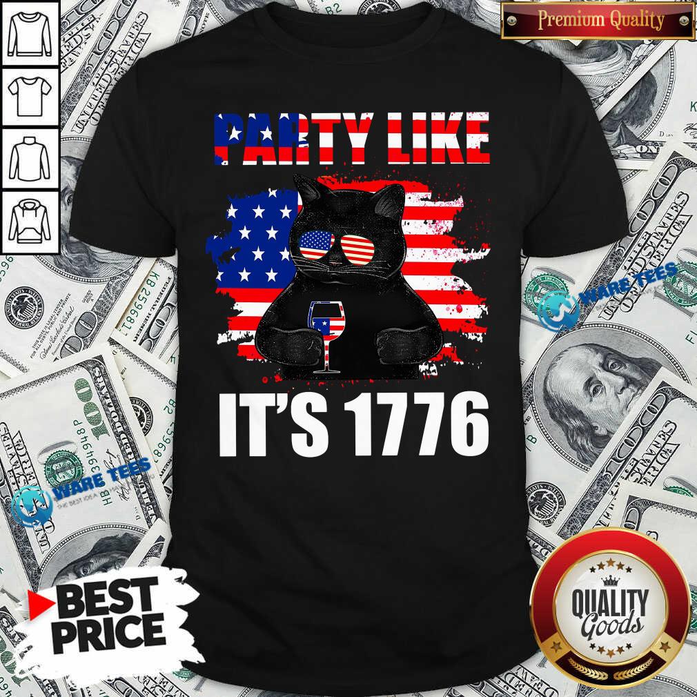Black Cat Party Like Its 1776 Shirt